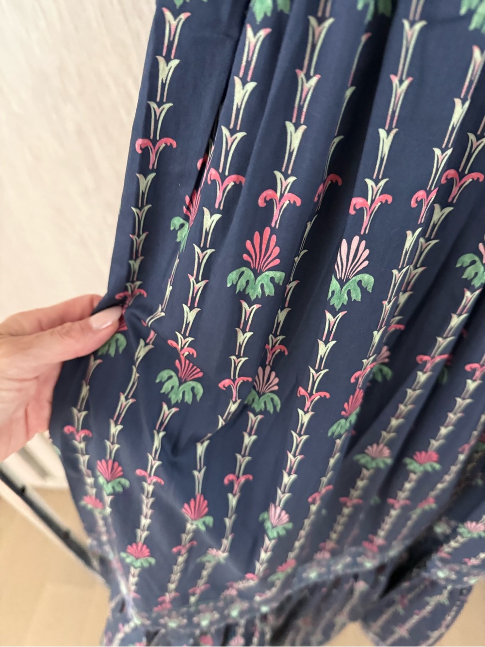 Hill House Navy Floral Smocked Maxi Dress with Straps - Picture 4 of 5